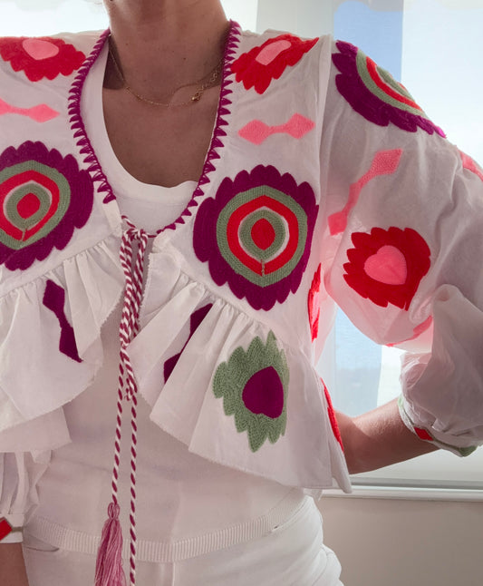 BOLERO BRANCO BORDADO