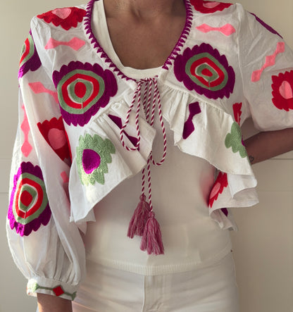 BOLERO BRANCO BORDADO